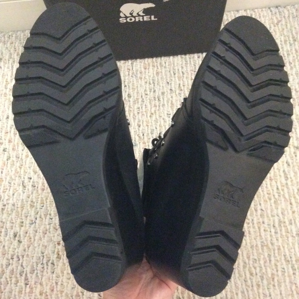 🆕 SOREL x Anthropologie black leather wedge boots - Picture 7 of 8